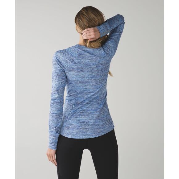 Lululemon Runderful Long Sleeve Space Dye Camo Caspian Blue Size 10 - Picture 2 of 5